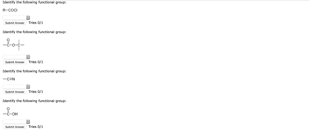 Solved Identify the following functional group: R-COCI | Chegg.com