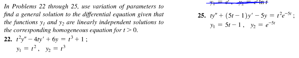 Solved In Problems 22 through 25, use variation of | Chegg.com