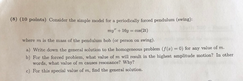 Solved (8) (10 points) Consider the simple model for a | Chegg.com
