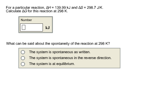 Calculate Delta G For The Reaction At 298 K