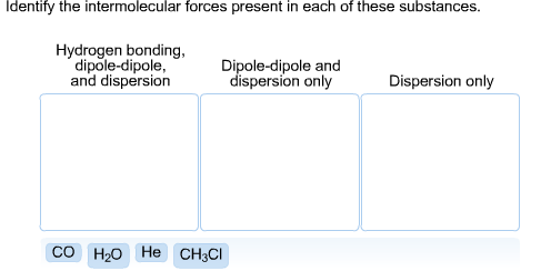Solved Identify the intermolecular forces present in each of | Chegg.com