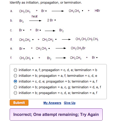 Solved Identify As Initiation, Propagation, Or Termination. | Chegg.com