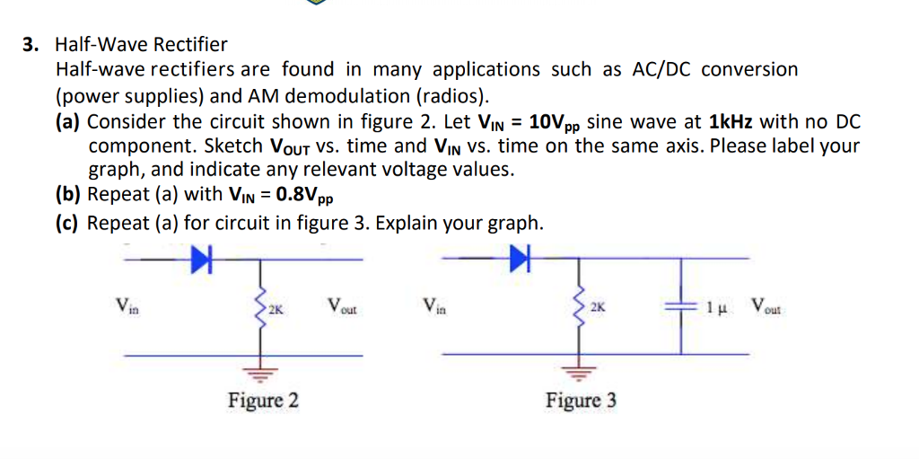 Solved 3. HalfWave Rectifier Halfwave rectifiers are found