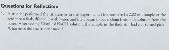 Solved A student performed the titration as in this | Chegg.com