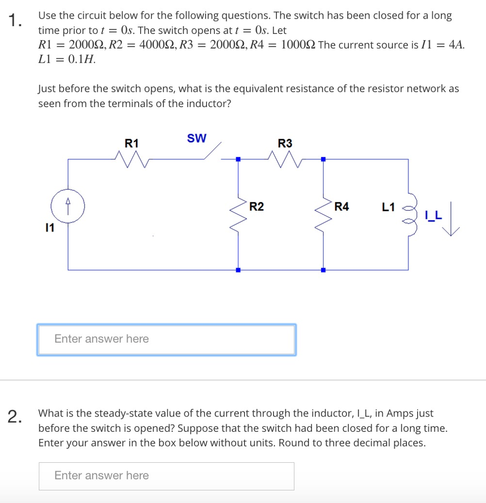 Solved 1 Use the circuit below for the following questions. | Chegg.com