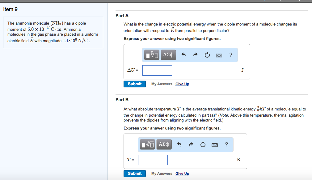 Solved Item 9 Part A The ammonia molecule (NH3) has a dipole