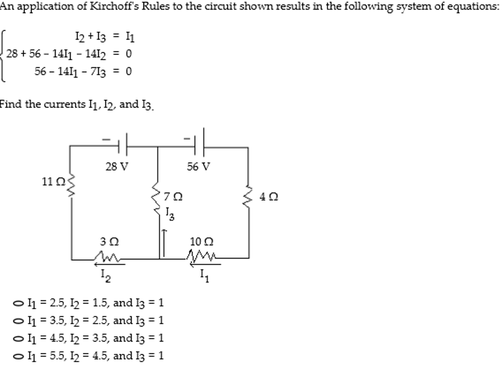 Solved An Application Of Kirchoff's Rules To The Circuit | Chegg.com