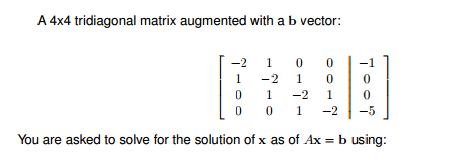 Solved A 4 times 4 tridiagonal matrix augmented with a b | Chegg.com