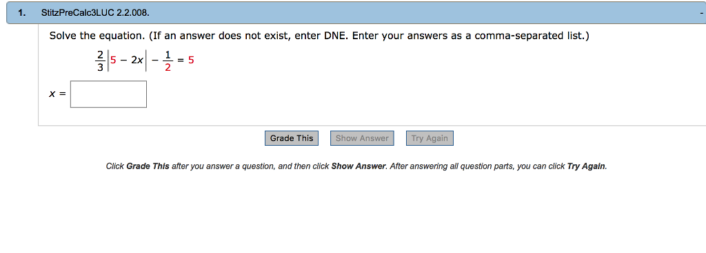 Solved 1 StitzPreCalc3LUC 2 2 008 Solve The Equation If Chegg
