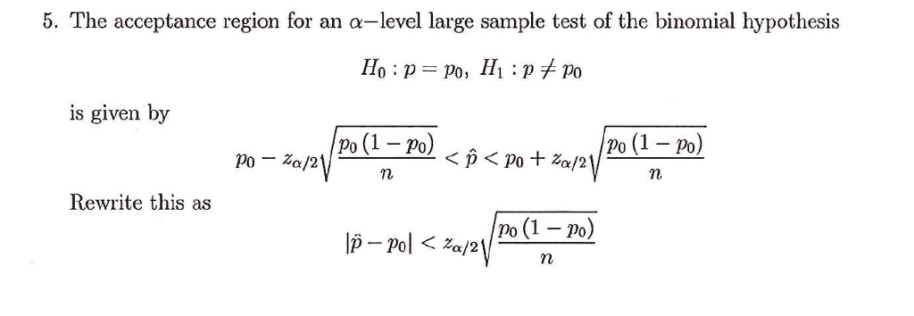 acceptance region definition hypothesis testing