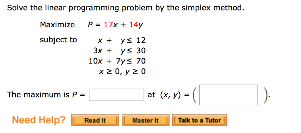 Solved Solve The Linear Programming Problem By The Simplex | Chegg.com