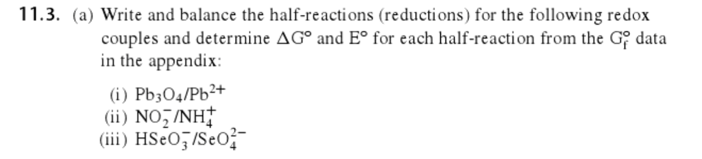 Solved 11.3. (a) Write And Balance The Half-reactions 