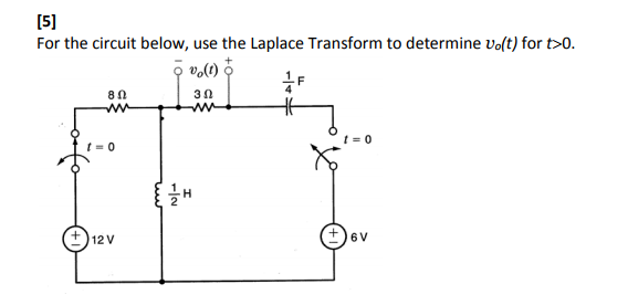 Solved For The Circuit Below Use The Laplace Transform To