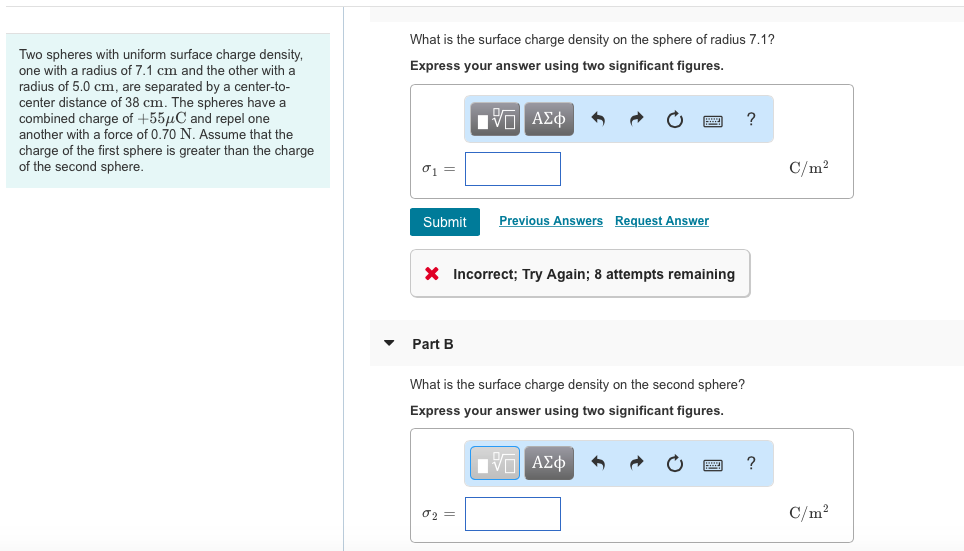 Solved What is the surface charge density on the sphere of | Chegg.com
