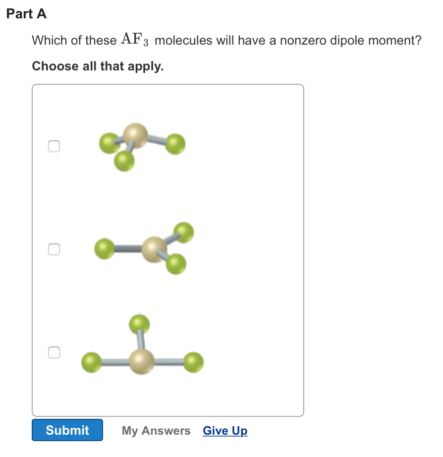 Which Of These Has A Nonzero Dipole Moment?