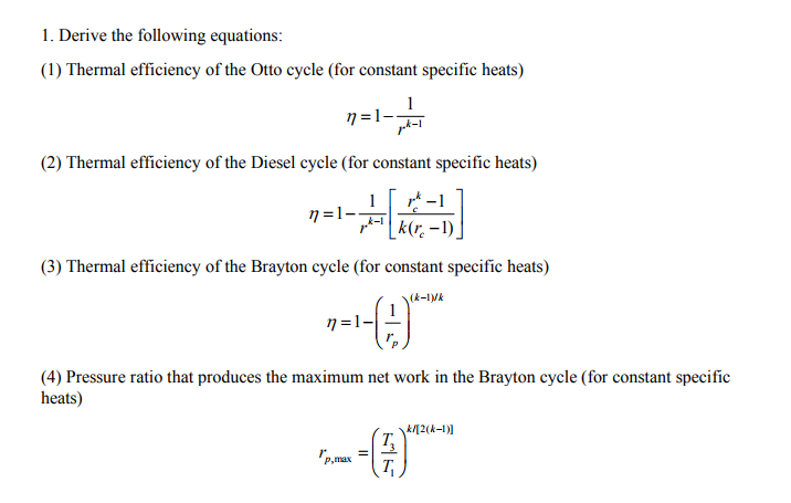 Solved 1. Derive the following equations: (1) Thermal | Chegg.com