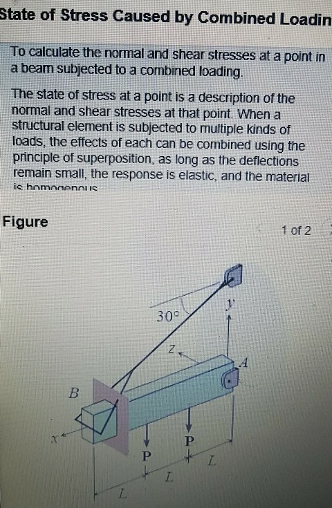 Solved State of Stress Caused by Combined Loadin To | Chegg.com