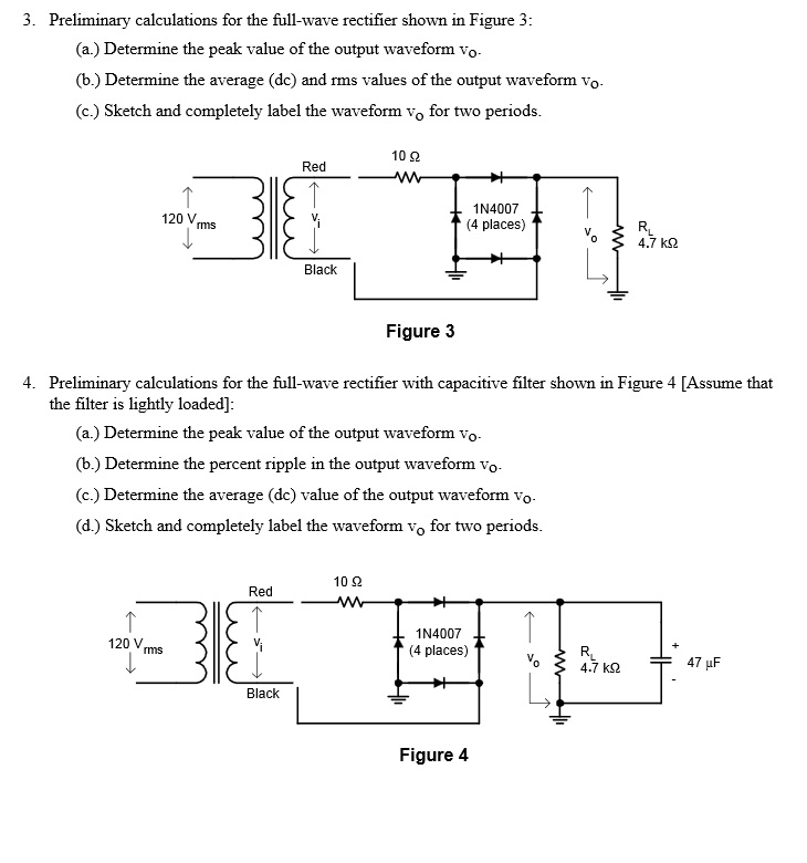 Preliminary calculations for the half-wave rectifier | Chegg.com