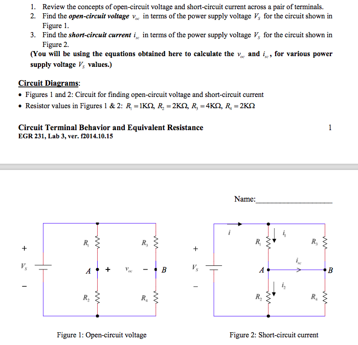 Solved 1. Review the concepts of opencircuit voltage and