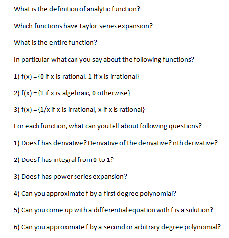 Solved What is the definition of analytic function? Which