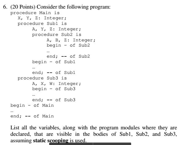 Solved Consider the following program procedure Main is Chegg