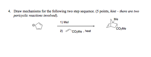 Solved pericyclic reactions involved). Me 1) Mel CO2Me 2Me, | Chegg.com