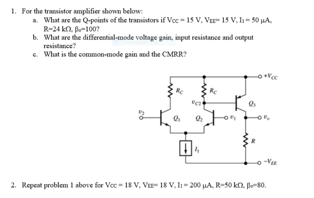 solved-1-for-the-transistor-amplifier-shown-below-what-are-chegg