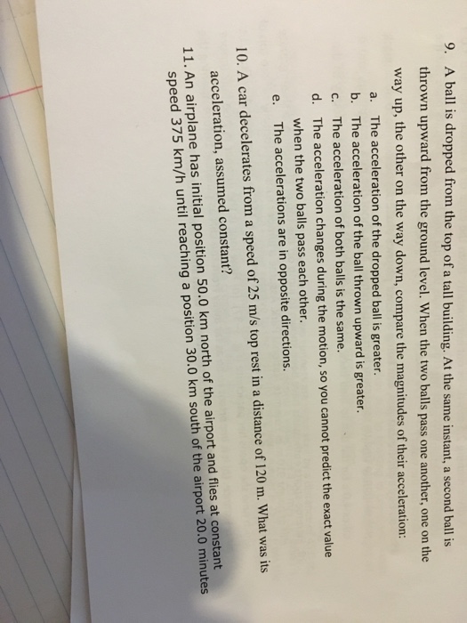 Solved A ball is dropped from the top of a tall building. At