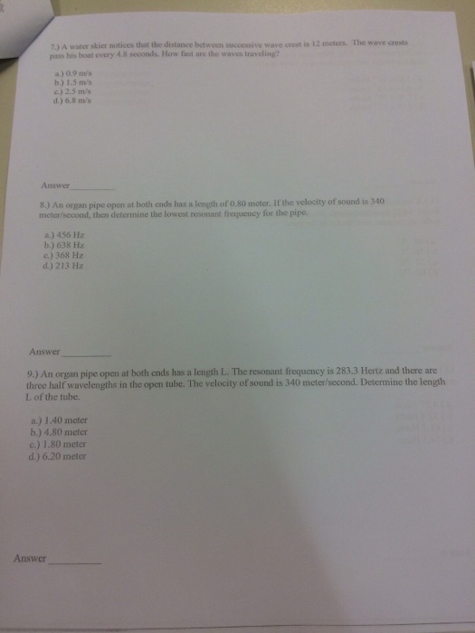 Solved A Water Skier Notices That The Distance Between Chegg