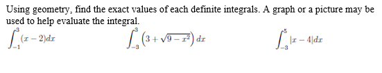 Solved Using geometry, find the exact values of each | Chegg.com