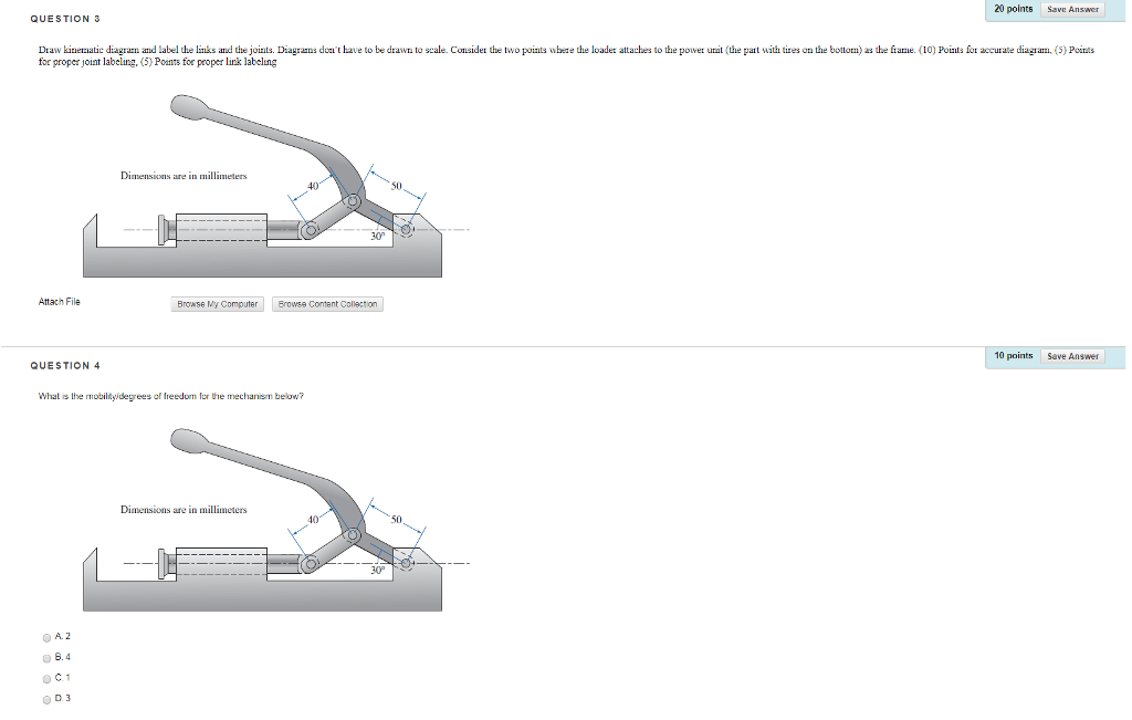 Solved 20 points Save Answer QUESTION 3 Draw kinematic | Chegg.com