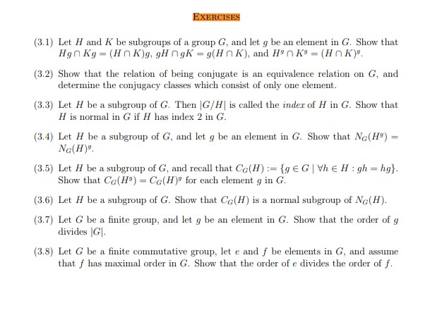 Solved 31 Let H And K Be Subgroups Of A Group G And Let 4233