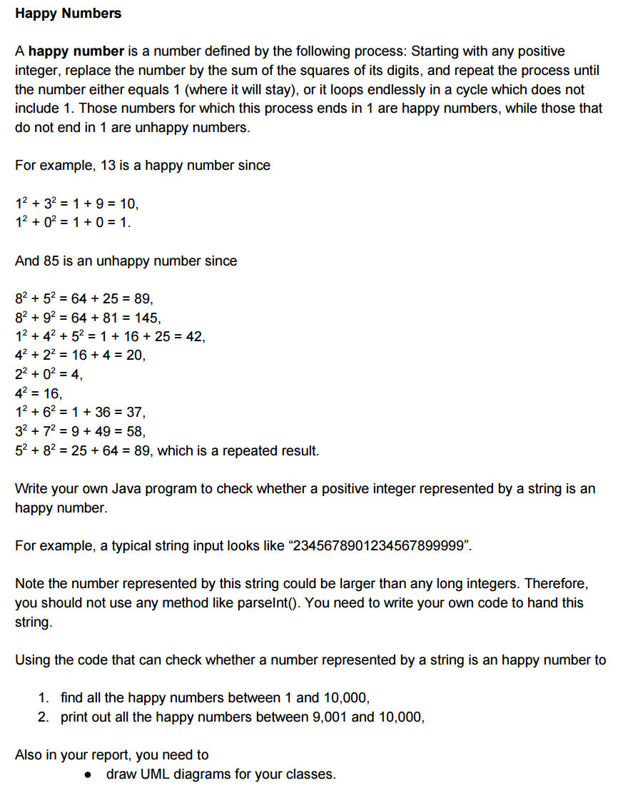 Solved A happy number is a number defined by the following | Chegg.com