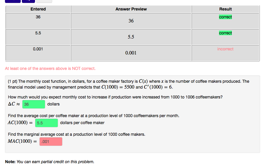 Monthly Cost Function