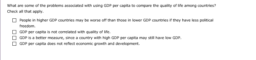 Solved 1. GDP per capita and quality of life Aa Aa E. The | Chegg.com