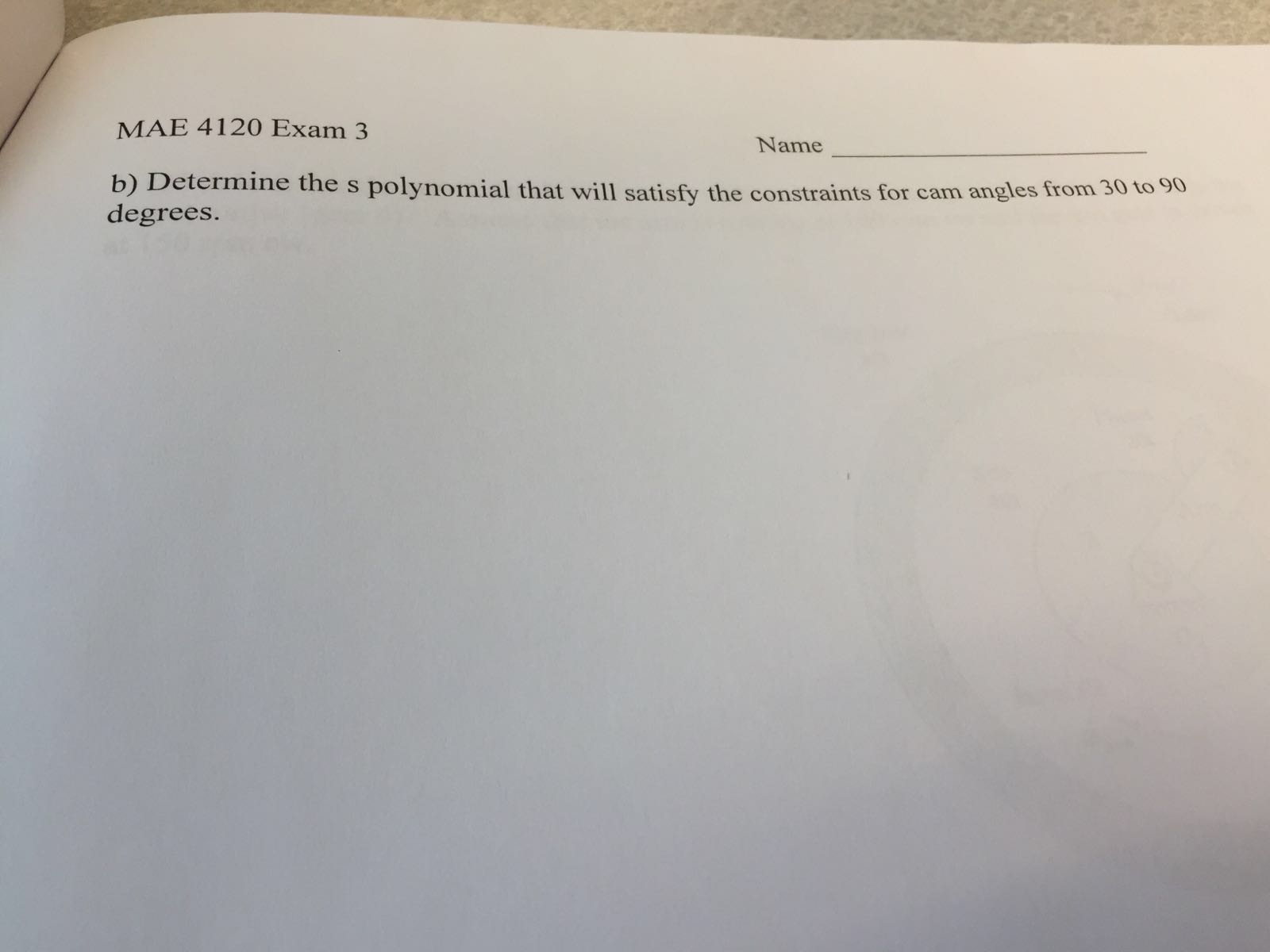 Design a cam (using polynomials) with the following