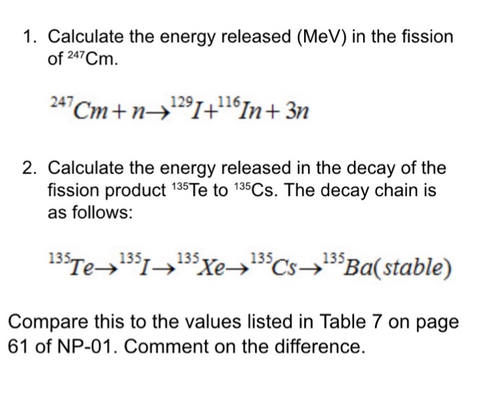 Solved Calculate The Energy Released (in MeV) In The | Cheggcom