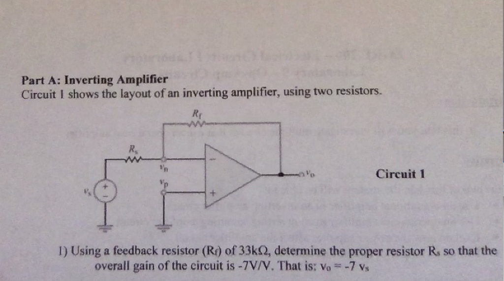 Solved Part A Inverting Amplifier Circuit I shows the