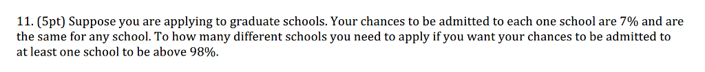 Solved Suppose you are applying to graduate schools. Your | Chegg.com