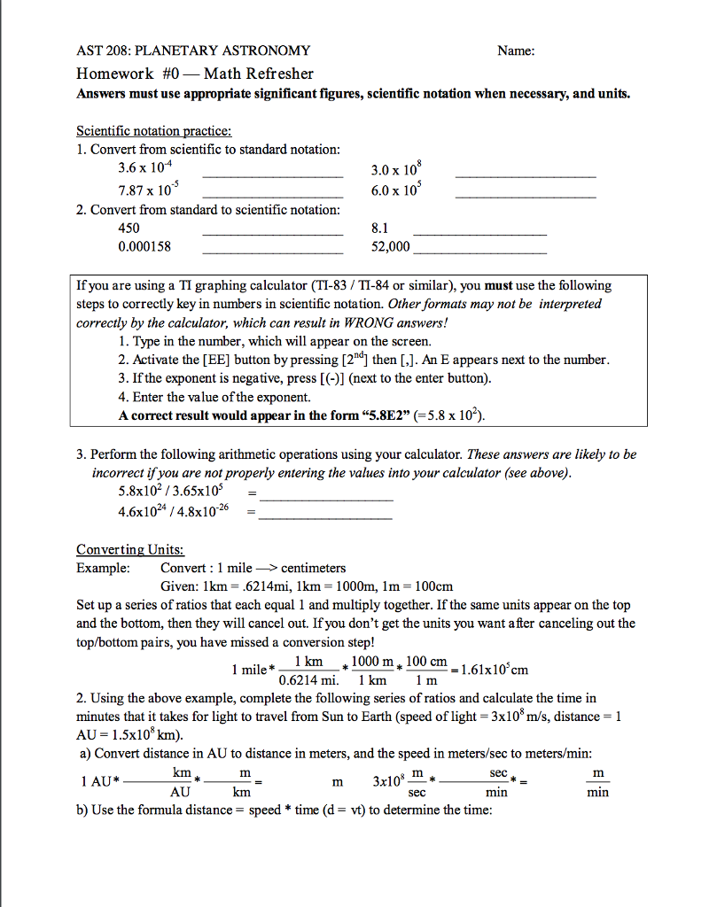 astronomy homework answers