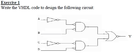 Solved Exercise 1 Write the VHDL code to design the | Chegg.com