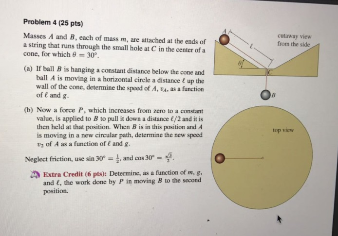 Solved Masses A and B, each of mass m, are attached at the | Chegg.com