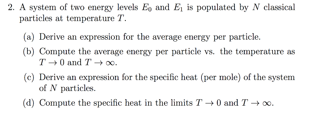 Solved A System of two energy levels E_0 and E_1 is | Chegg.com