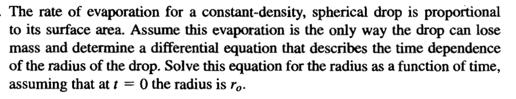 Solved The rate of evaporation for a constant-density, | Chegg.com