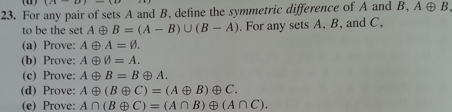 Solved For Any Pair Of Sets A And B, Define The Symmetric | Chegg.com