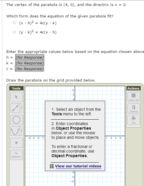 Solved The vertex of the parabola is (4, 0), and the | Chegg.com