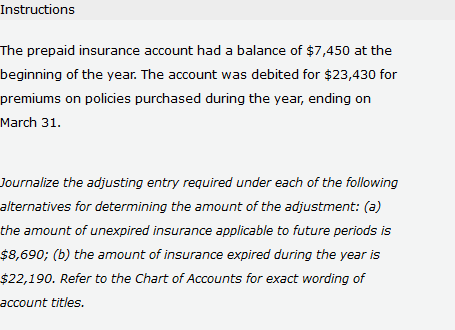 Solved Adjusting entries for prepaid insurance | Chegg.com