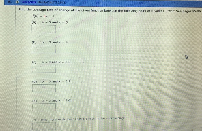 Solved Find the average rate of change of the given function | Chegg.com