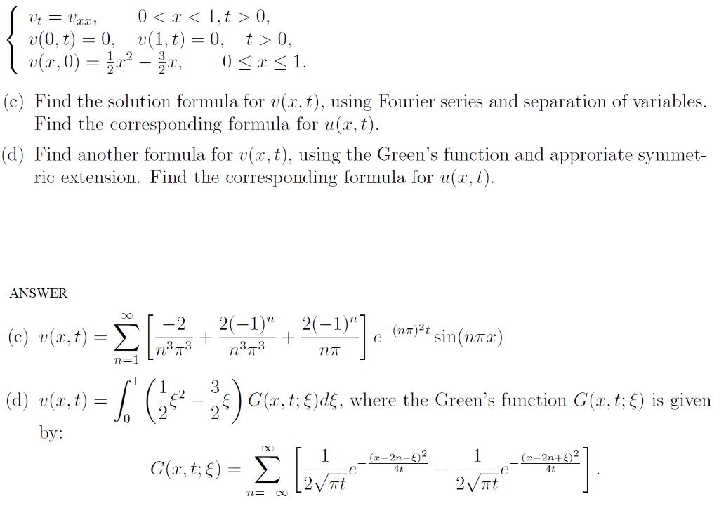 1?2 v(.0 (c) Find the solution formula for v(x,t),