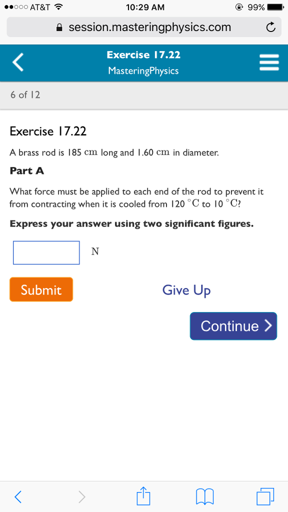 Solved A brass rod is 185 cm long and 1.60 cm in diameter.
